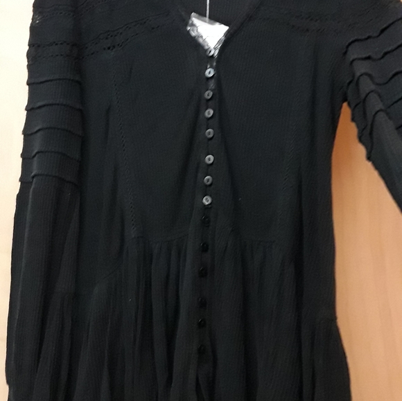 Free People Black Lace Button Peasant Top Set To Stun S P New Tags - Picture 13 of 16